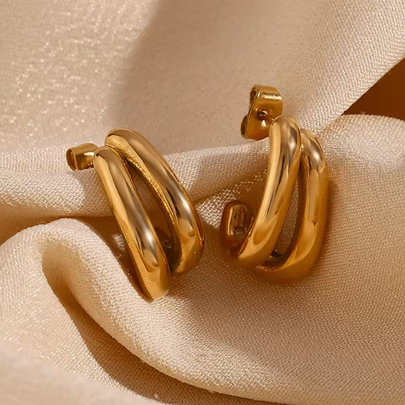 Double Layered Banana Arcs Earring