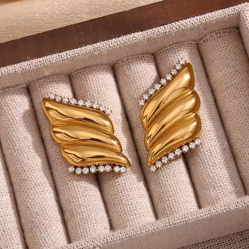 Angel Wings Triple Layered Earring