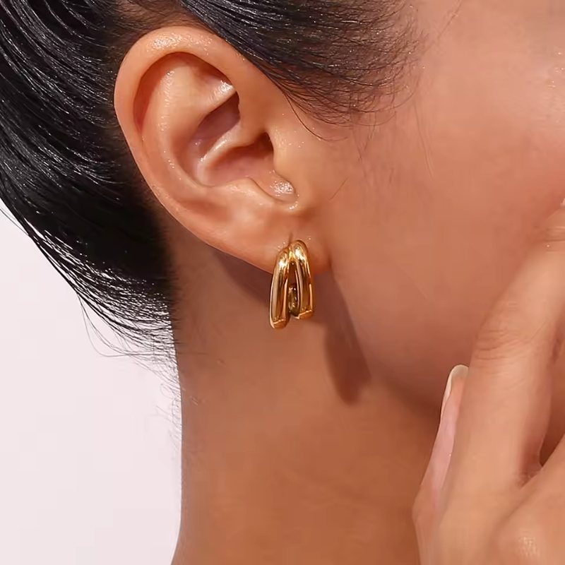 Double Layered Banana Arcs Earring