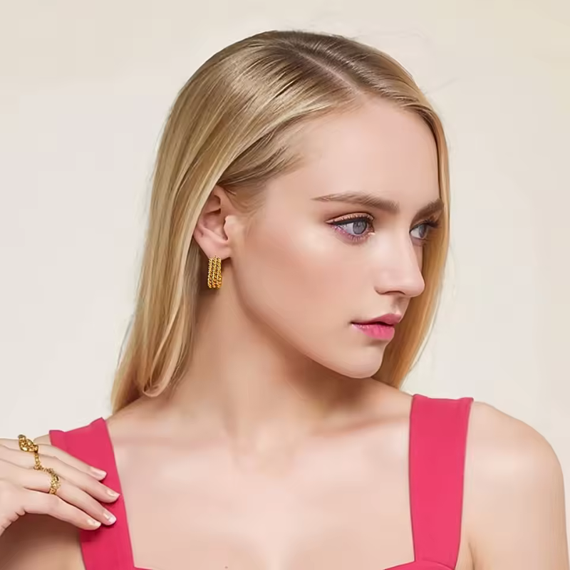 Twist of Elegance Triple Layered Earring