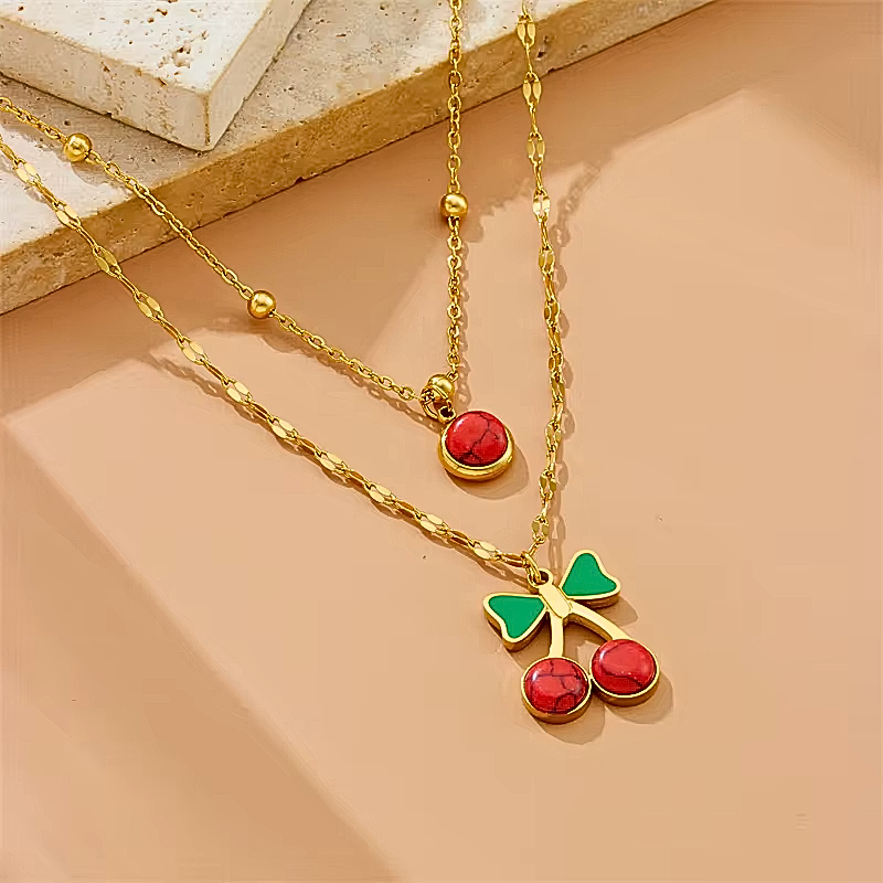 Ruby Fruit Glow Layered Necklace