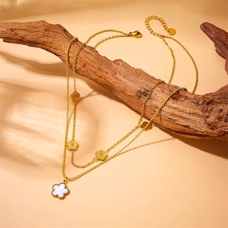 Golden Blossom Charm Necklace