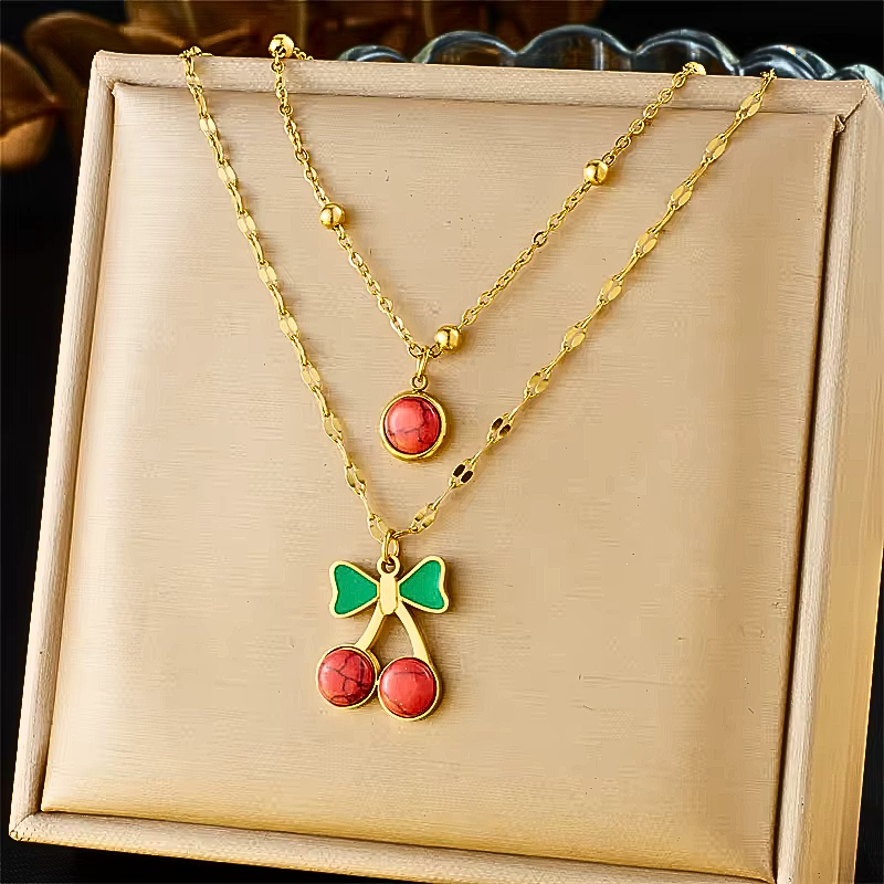 Ruby Fruit Glow Layered Necklace