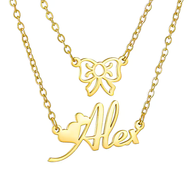 Golden Bow Elegant Personalized Necklace