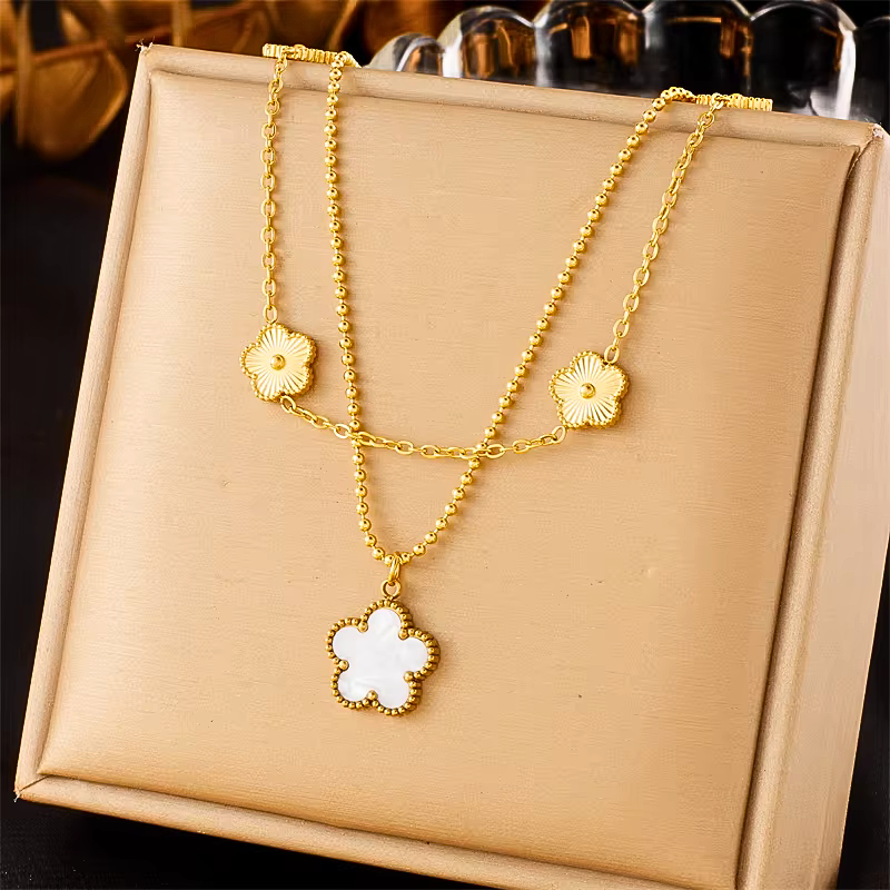 Golden Blossom Charm Necklace