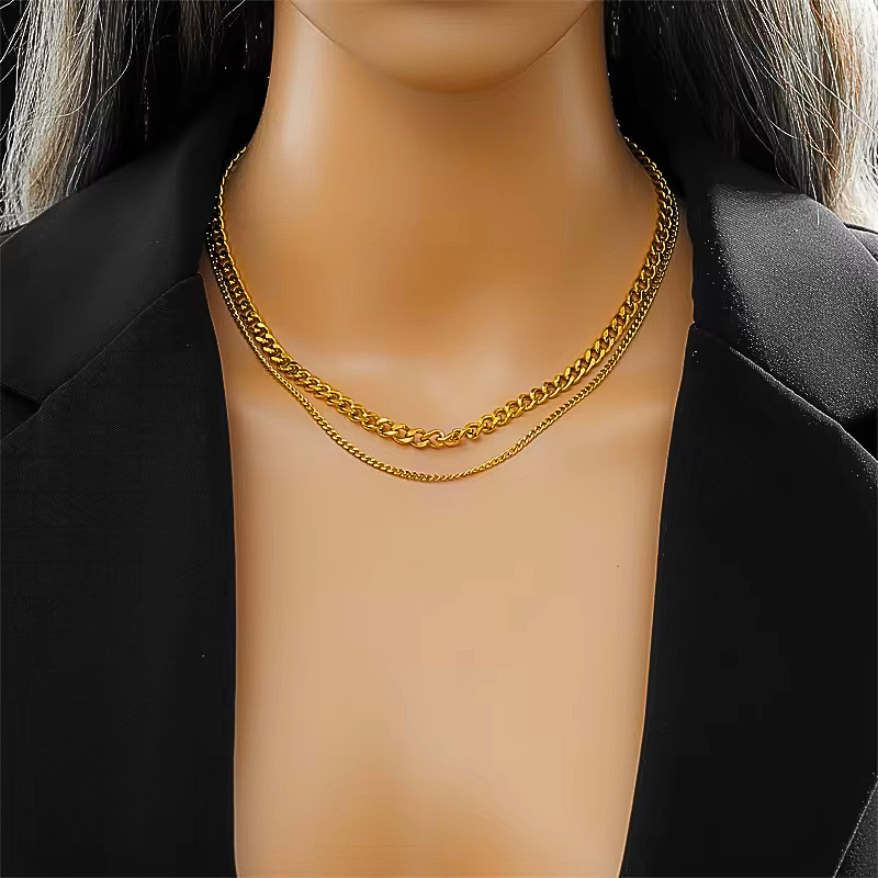 Bold Shine Duo Layered Necklace