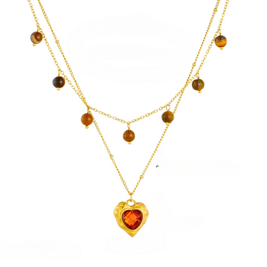 Fiery Heart Layered Pendant Necklace