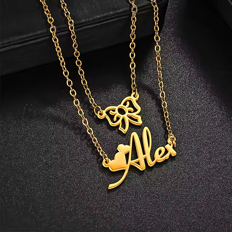 Golden Bow Elegant Personalized Necklace