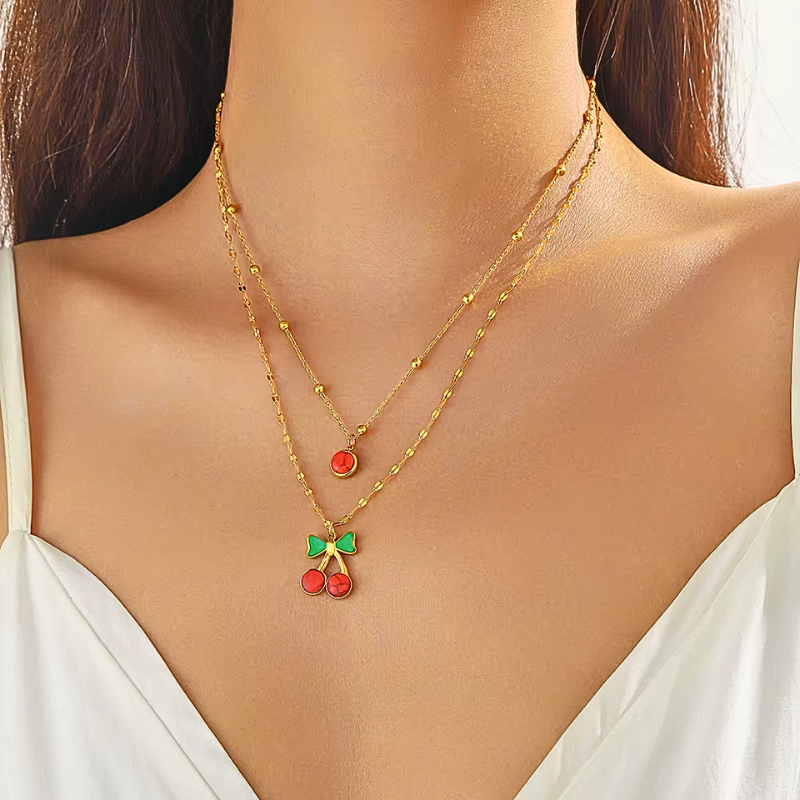 Ruby Fruit Glow Layered Necklace