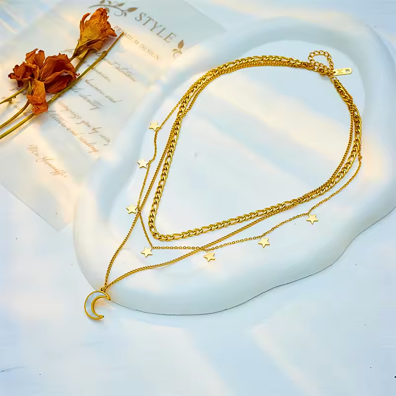 Golden Moonlight Layers Necklace