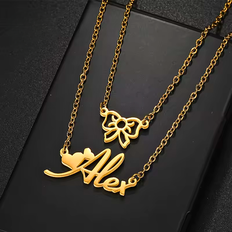 Golden Bow Elegant Personalized Necklace