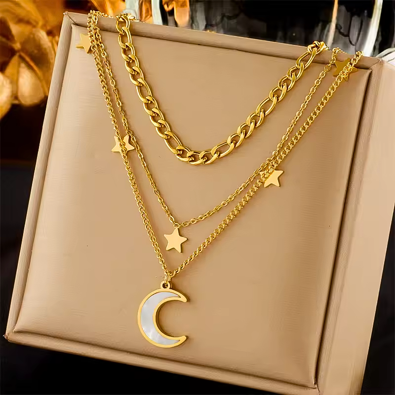 Golden Moonlight Layers Necklace