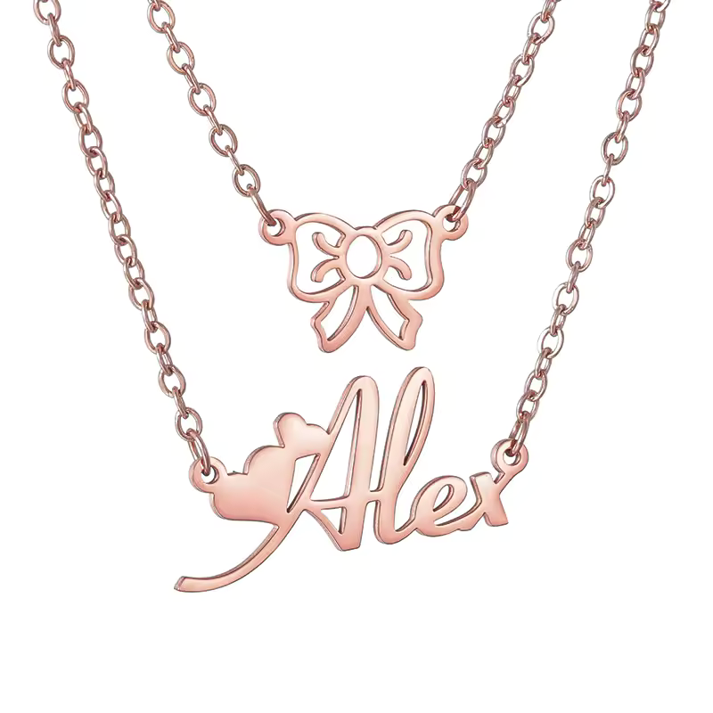 Golden Bow Elegant Personalized Necklace