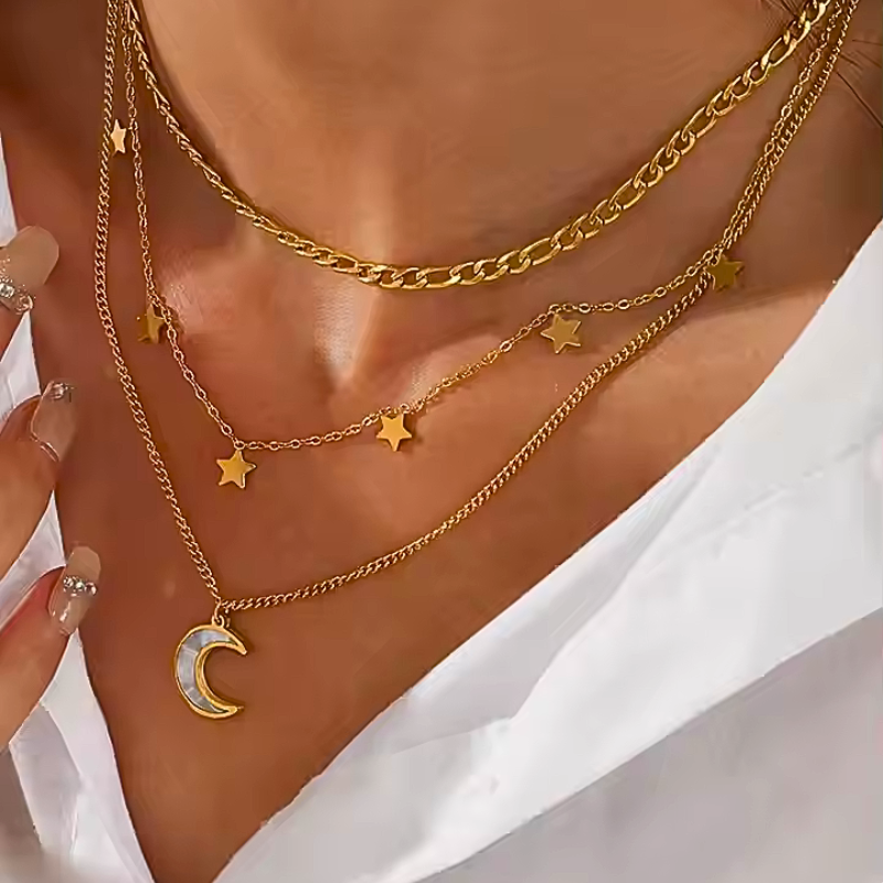 Golden Moonlight Layers Necklace