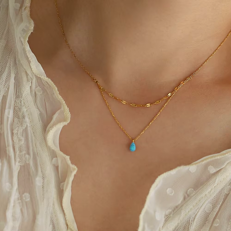 Azure Drop Layered Necklace