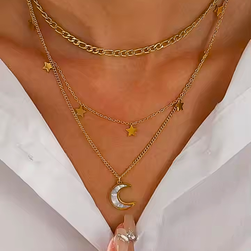 Golden Moonlight Layers Necklace