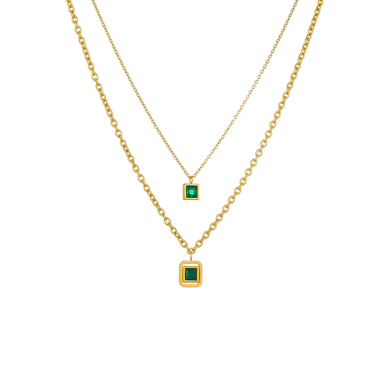 Emerald Glow Set Layered Necklace