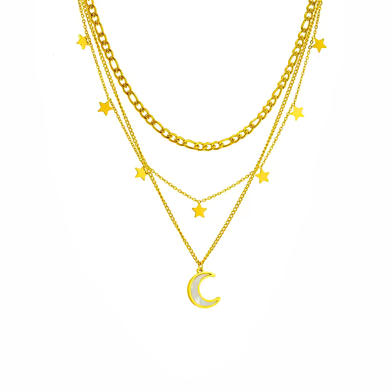 Golden Moonlight Layers Necklace