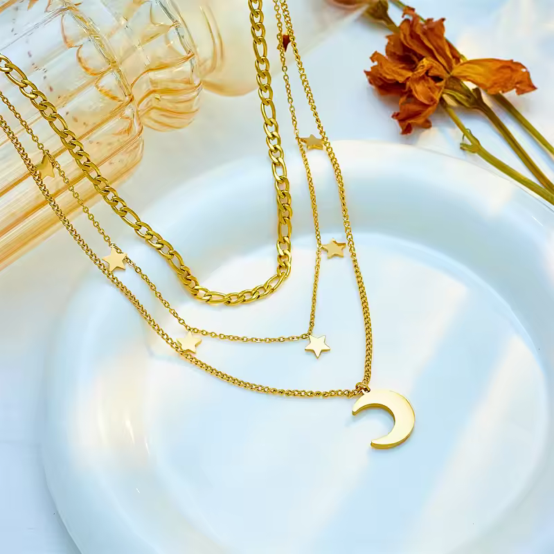 Golden Moonlight Layers Necklace