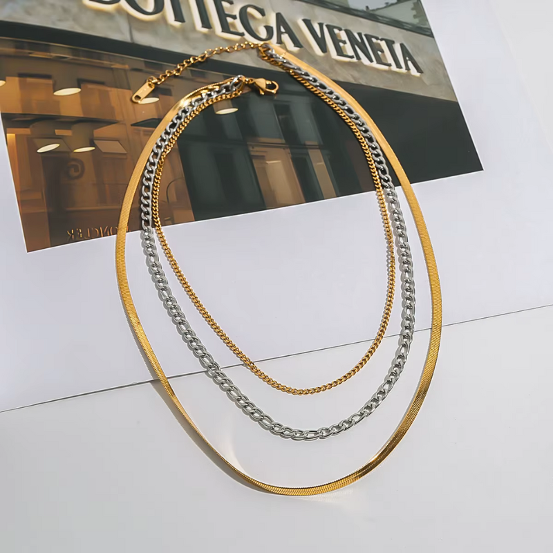 Sleek Contrast Layered Necklace