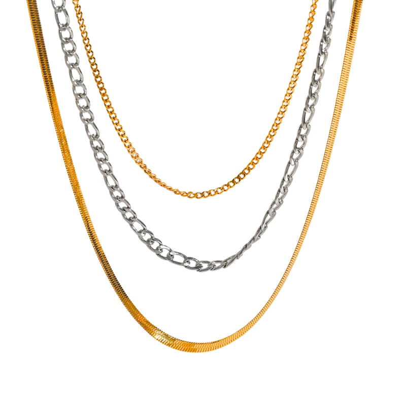 Sleek Contrast Layered Necklace