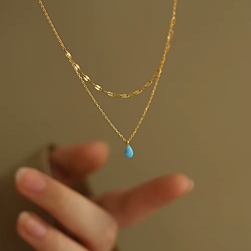 Azure Drop Layered Necklace