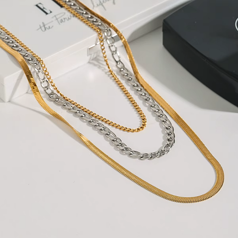 Sleek Contrast Layered Necklace