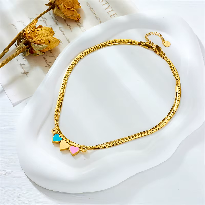 Trio Heart Glow Necklace