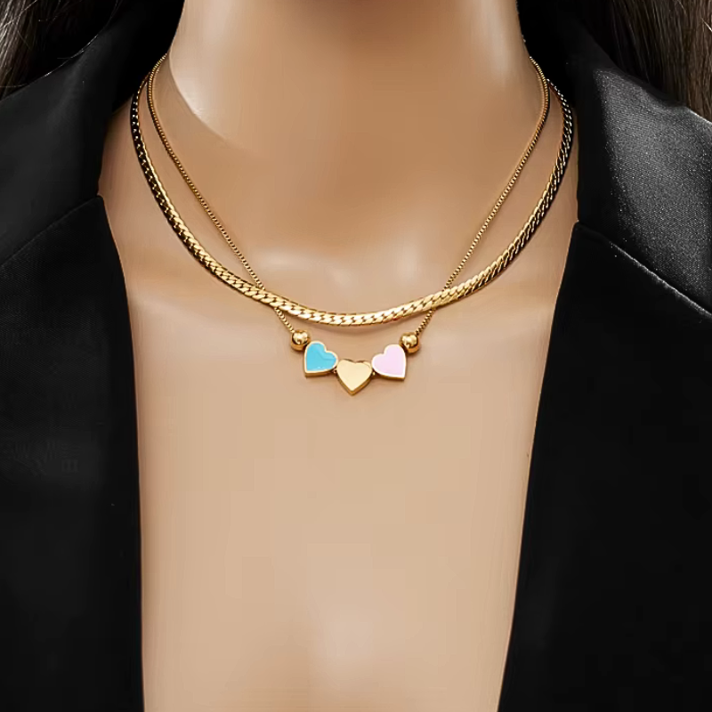 Trio Heart Glow Necklace