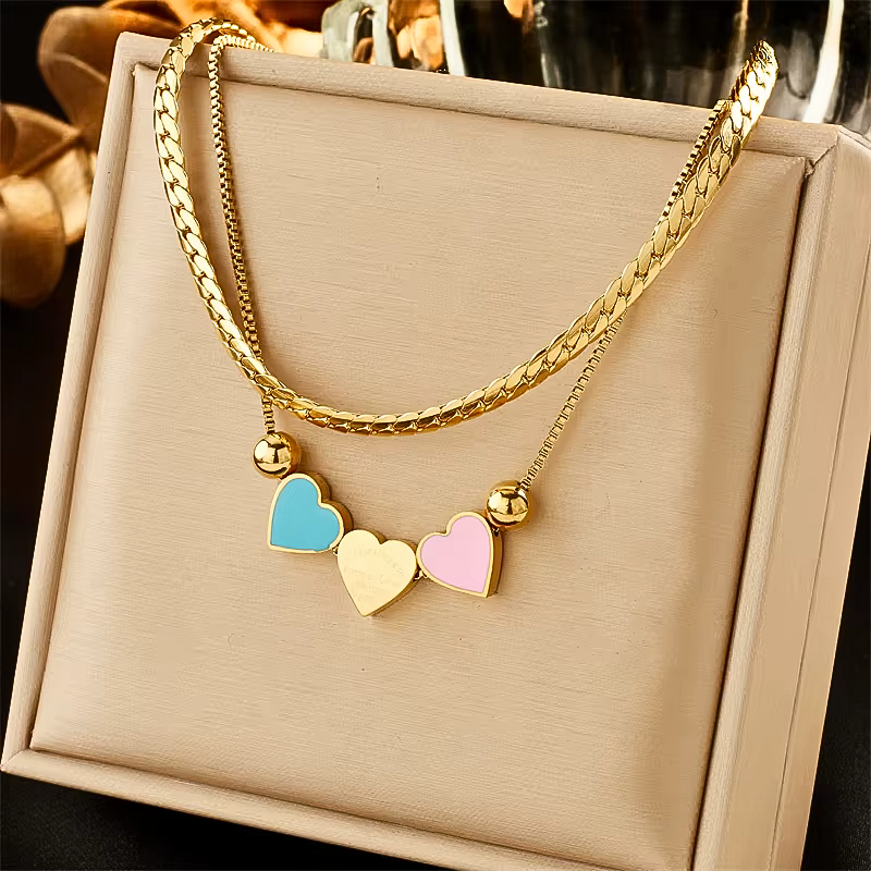 Trio Heart Glow Necklace